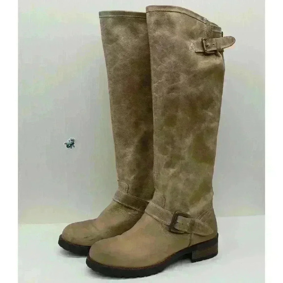Steven Madden Women’s Brown/Gray Distressed Leather Tall Riding Boots Size 39 - Picture 1 of 13